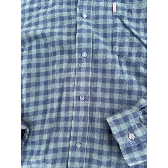 Chaps Flannel Shirt Mens 2XL‎ Dark Green Black Plaid Long Sleeve Pocket Logo - Picture 5 of 11